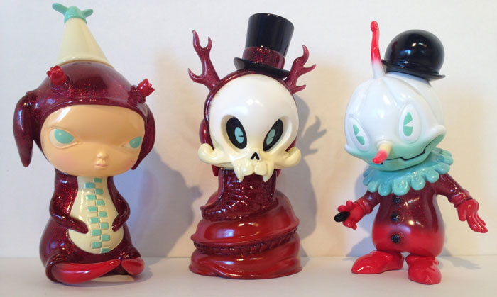 Red Glitter Sofubi 3-pack